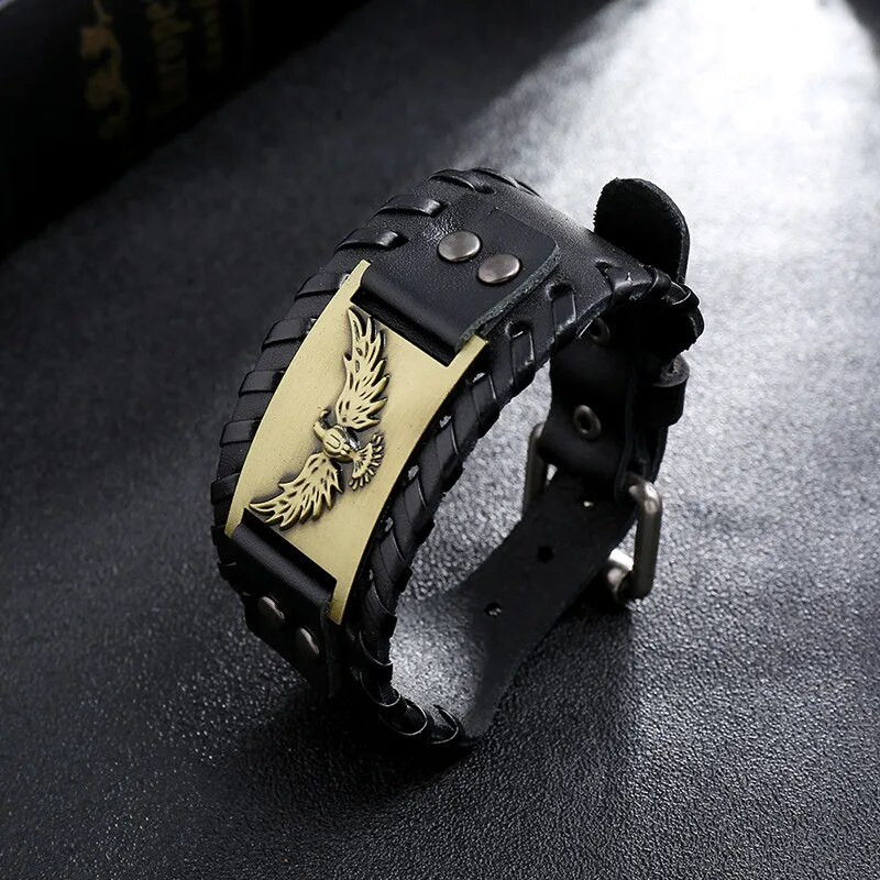 Trend Wide Edition Ādas austi Nordic Eagle Rokassprādze Charm Vīriešu Vikingu Rokassprādze Jauna Mode Hip Hop Punk Rotaslietas Aksesuāri