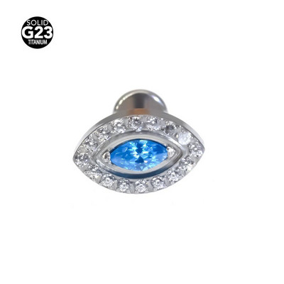 ASTM F136 Titanium Eye ovális EAR PIERC Marquise CZ Center Burkolt belső menetes felső szegecsek Tragus Pircing fülbevaló ajakcsavar Pier