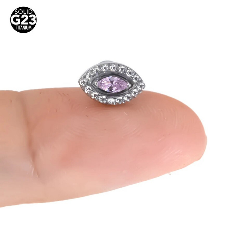ASTM F136 Titanium Eye ovális EAR PIERC Marquise CZ Center Burkolt belső menetes felső szegecsek Tragus Pircing fülbevaló ajakcsavar Pier