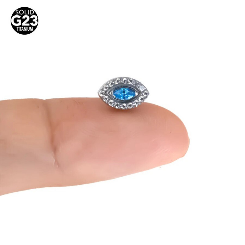 ASTM F136 Titanium Eye ovális EAR PIERC Marquise CZ Center Burkolt belső menetes felső szegecsek Tragus Pircing fülbevaló ajakcsavar Pier
