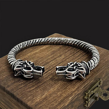 Скандинавската митология Odin\'s Wolf Cuff Гривна Мъже Неръждаема стомана Антична черна викингска гривна Geri&Freki Амулет Скандинавски бижута