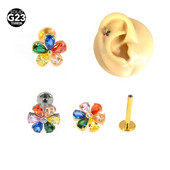 1Gb Salikts cirkons Zieds Helix Tragus Rook Bar Stud Ķermeņa pīrsings Rotaslietas Mirdzoši Ķermeņa Rotaslietas F136 Titāna Krāsainas CZ Lūpas