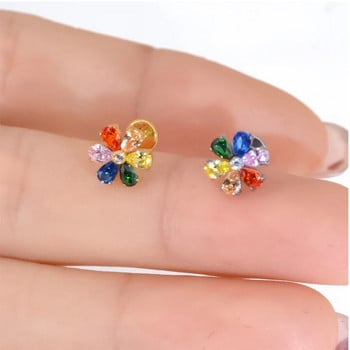 1 τεμ. ματισμένο ζιργκόν Flower Helix Tragus Rook Bar Stud Body Piercing Jewelry Shinning Body Jewelry F136 Titanium Colorful CZ Lip