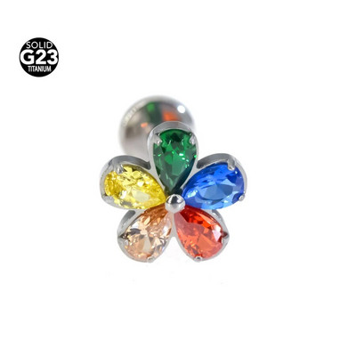 1Gb Salikts cirkons Zieds Helix Tragus Rook Bar Stud Ķermeņa pīrsings Rotaslietas Mirdzoši Ķermeņa Rotaslietas F136 Titāna Krāsainas CZ Lūpas