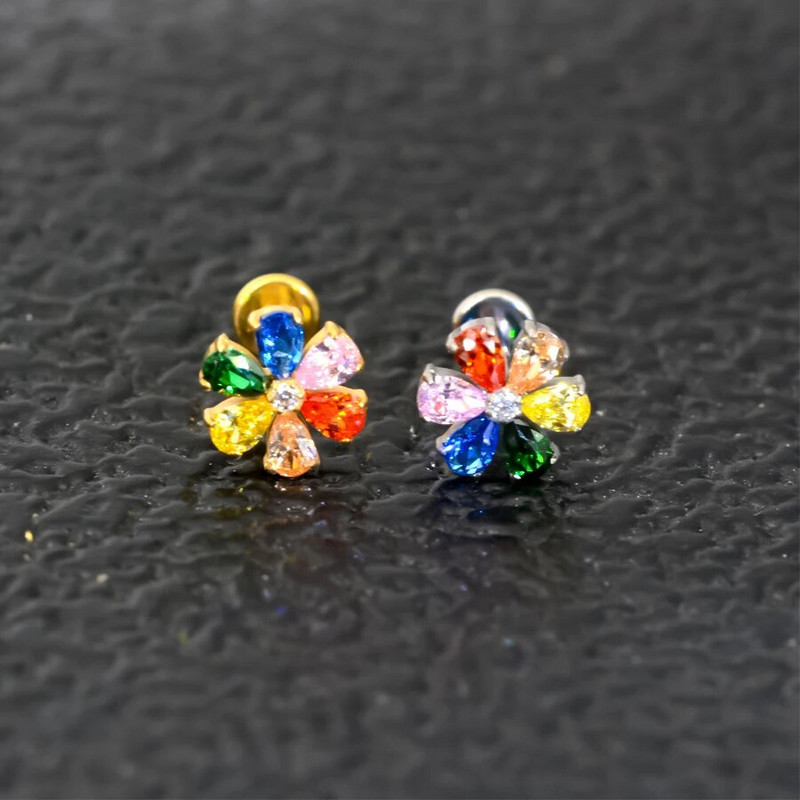 1Gb Salikts cirkons Zieds Helix Tragus Rook Bar Stud Ķermeņa pīrsings Rotaslietas Mirdzoši Ķermeņa Rotaslietas F136 Titāna Krāsainas CZ Lūpas