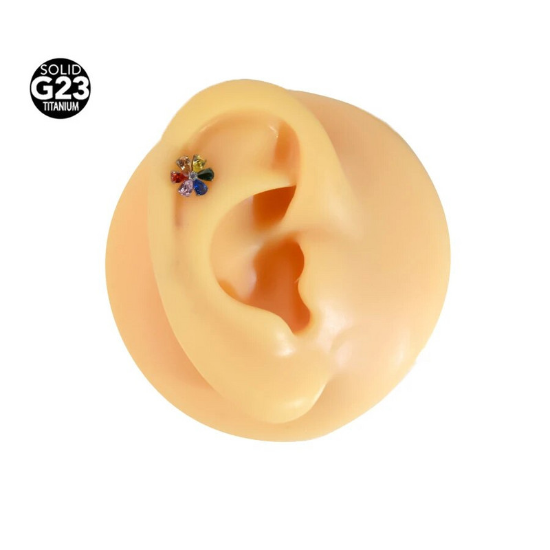 1Gb Salikts cirkons Zieds Helix Tragus Rook Bar Stud Ķermeņa pīrsings Rotaslietas Mirdzoši Ķermeņa Rotaslietas F136 Titāna Krāsainas CZ Lūpas