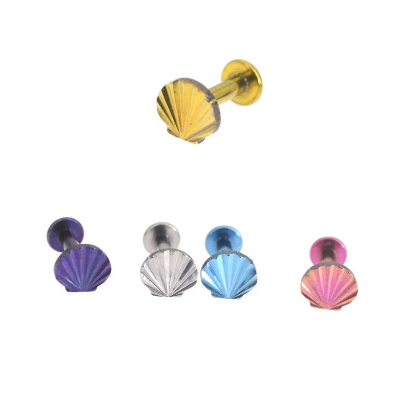 16G G23 Titanium Anodizing Shell Moon Cartilage Helix Ear Piercing Body Jewelry ASTM F136 Internal Thread Screw Labret Piercing