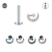 F136 Titanium Moon Moon Circon Iekšējais pavediens Sieviešu Tragus Pīrsings Rotaslietas Puse Auss Stud Skrimšļi Auskars Auss Kauls Stud