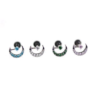 F136 Titanium Moon Moon Zircon Εσωτερικό νήμα Θηλυκό Tragus Piercing Κοσμήματα για πάρτι Καρφί αυτιού Σκουλαρίκι χόνδρου Σκουλαρίκι αυτί Bone Stud