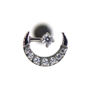 F136 Titanium Moon Moon Zircon Εσωτερικό νήμα Θηλυκό Tragus Piercing Κοσμήματα για πάρτι Καρφί αυτιού Σκουλαρίκι χόνδρου Σκουλαρίκι αυτί Bone Stud