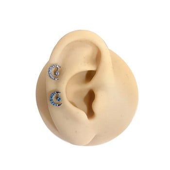 F136 Titanium Moon Moon Zircon Εσωτερικό νήμα Θηλυκό Tragus Piercing Κοσμήματα για πάρτι Καρφί αυτιού Σκουλαρίκι χόνδρου Σκουλαρίκι αυτί Bone Stud