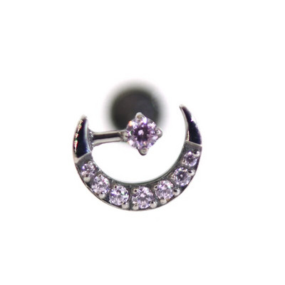 F136 Titanium Moon Moon Circon Iekšējais pavediens Sieviešu Tragus Pīrsings Rotaslietas Puse Auss Stud Skrimšļi Auskars Auss Kauls Stud