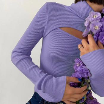 Водолазка с дълги ръкави, тънки плетени пуловери, есенни дамски модни трикотажни пуловери, горнища YKD