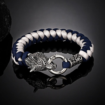 Roku darbs norvēģu ķeltu vilka galvas rokassprādzes vīriešiem Viking Paracord virve izdzīvošanas rokassprādze nerūsējošā tērauda aksesuāri āra rotaslietas