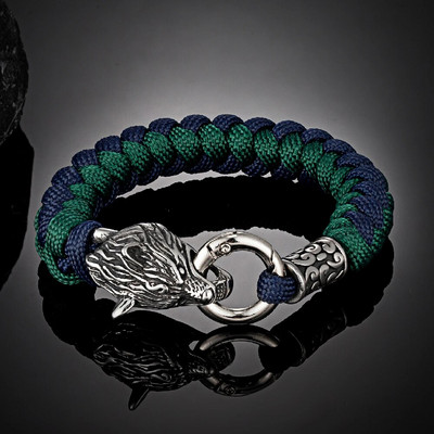 Roku darbs norvēģu ķeltu vilka galvas rokassprādzes vīriešiem Viking Paracord virve izdzīvošanas rokassprādze nerūsējošā tērauda aksesuāri āra rotaslietas