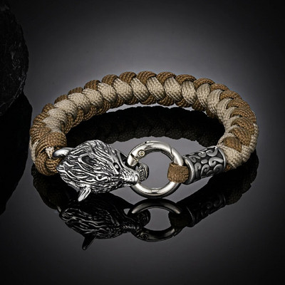 Roku darbs norvēģu ķeltu vilka galvas rokassprādzes vīriešiem Viking Paracord virve izdzīvošanas rokassprādze nerūsējošā tērauda aksesuāri āra rotaslietas