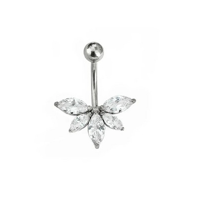 Pilns nerūsējošā tērauda ziedu CZ vēdera pīrsings rotaslietas nabas gredzens nabas pīrsingu komplekts ķermeņa pīrsings Nombril Lot