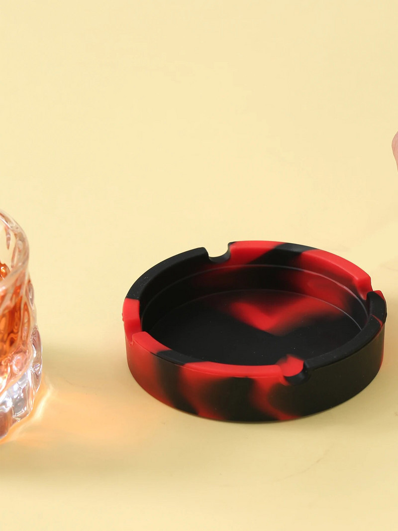 Radoša apaļa mājsaimniecības pārnēsājama pelnu trauks Marmora svītru maskēšanās tumsā mirdzoša fluorescējoša balta dūmu krūze silikona pelni