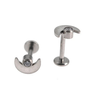 Moon Shape ASTM F136 titāna lūpu pīrsings 16G CZ Crescent Moon Top Flat Back Labret Monroe lūpu skrimslis Helix Tragus gliemežnīcas auss