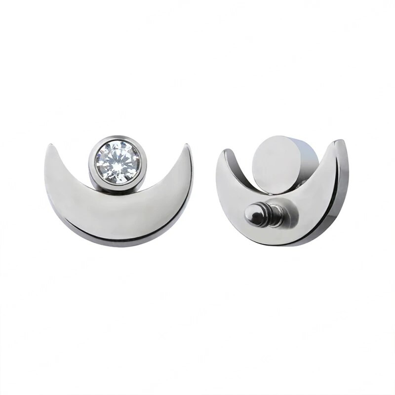 Moon Shape ASTM F136 titāna lūpu pīrsings 16G CZ Crescent Moon Top Flat Back Labret Monroe lūpu skrimslis Helix Tragus gliemežnīcas auss