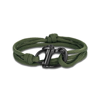 MKENDN vīriešu melna pavasara slēdzene, neilona virves rokassprādze nerūsējošā tērauda važas Paracord Survival burāšanas rotaslietas dāvanas