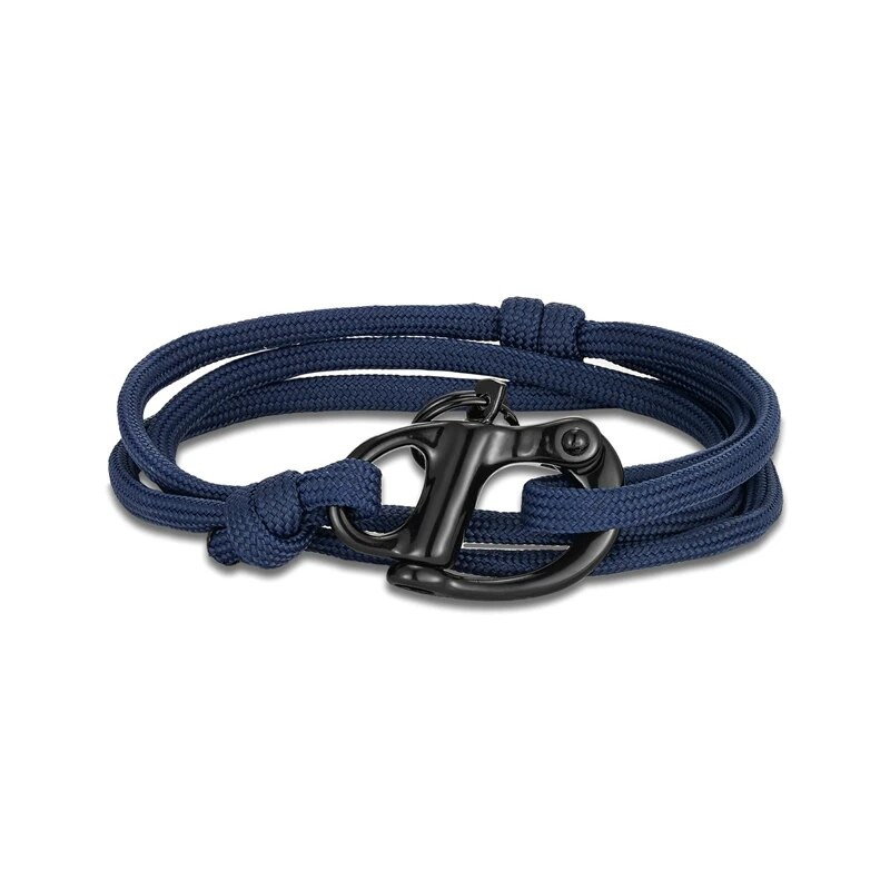 MKENDN vīriešu melna pavasara slēdzene, neilona virves rokassprādze nerūsējošā tērauda važas Paracord Survival burāšanas rotaslietas dāvanas