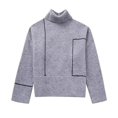 Πλεκτό πουλόβερ με ζιβάγκο TRAF Γυναικεία διακοσμητικά Γυναικεία πουλόβερ Oversize Γυναικεία πουλόβερ 2023 Φθινοπωρινά πουλόβερ για γυναίκες Μακρυμάνικα πλεκτά