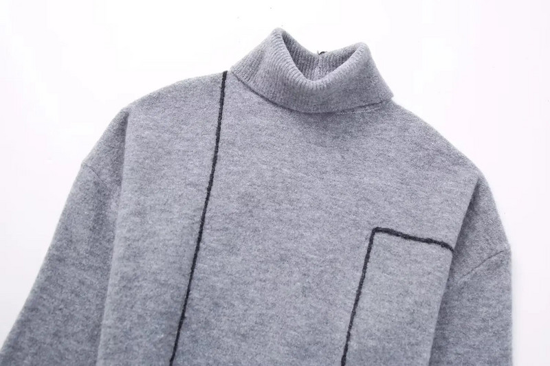 Πλεκτό πουλόβερ με ζιβάγκο TRAF Γυναικεία διακοσμητικά Γυναικεία πουλόβερ Oversize Γυναικεία πουλόβερ 2023 Φθινοπωρινά πουλόβερ για γυναίκες Μακρυμάνικα πλεκτά