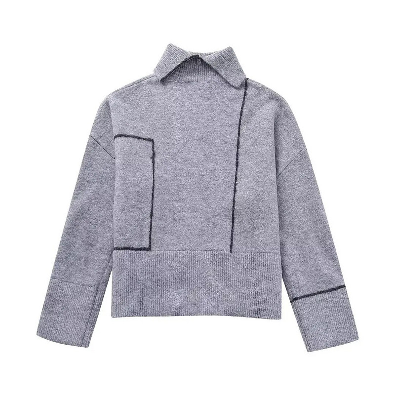 Πλεκτό πουλόβερ με ζιβάγκο TRAF Γυναικεία διακοσμητικά Γυναικεία πουλόβερ Oversize Γυναικεία πουλόβερ 2023 Φθινοπωρινά πουλόβερ για γυναίκες Μακρυμάνικα πλεκτά