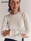 Sonikkootud pikkade varrukatega O-kaelusega kampsun Sügistalvine Naiste vabaaja Slim Fit Pullover Kudumid Naiste mood Elegantne džemper