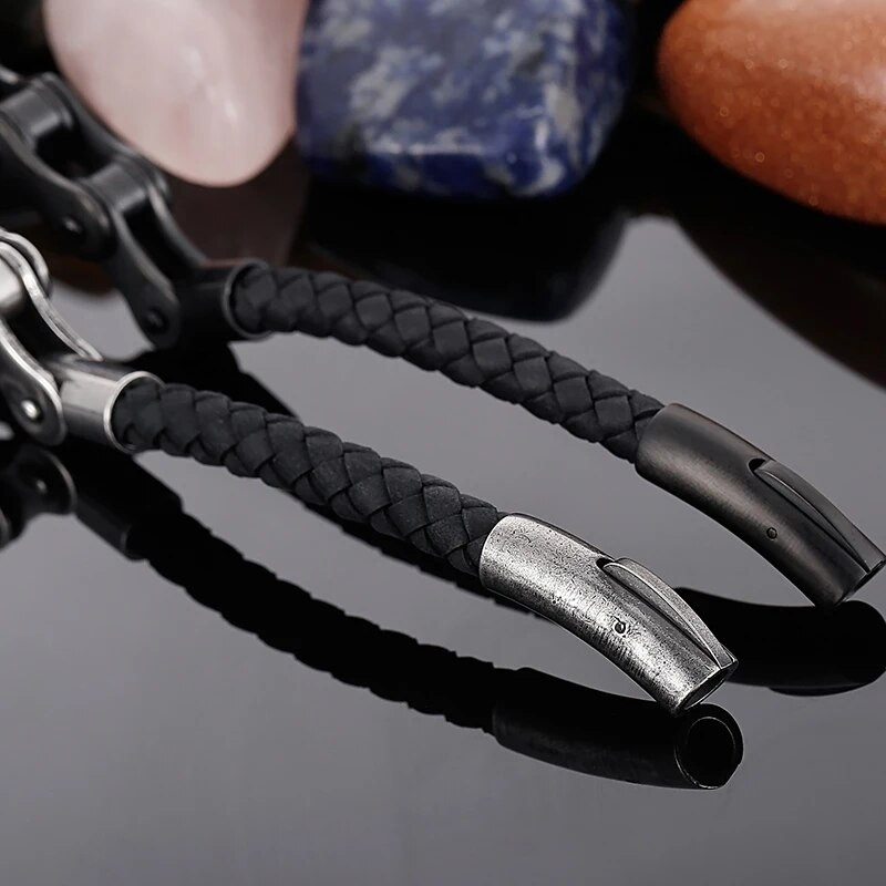 Vintage nerūsējošā tērauda vīriešu rokassprādze 10 MM riteņbraukšanas velosipēda ķēde, vīriešu rokassprādzes un rokassprādzes Vīrišķas ādas rotaslietas dāvanas