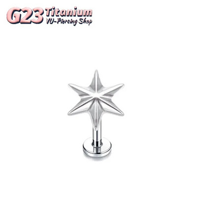 F136 iekšējā vītne Titanium 16G Sparkling CZ North Star Stud Earring Labret Cartilage Tragus Helix gliemežnīcas daivas pīrsings 2023