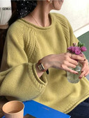 Sieviešu apģērbs 2023. gada jaunums korejiešu stilā rudens ziemas brīvi džemperi ar garām piedurknēm vienkrāsaini trikotāžas džemperi ar O veida kakla izgriezumu