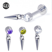 1db ASTM F136 titán 16G virág CZ Drop Dangle lapos fülbevaló Tragus Helix Lobe Stud piercing ékszer