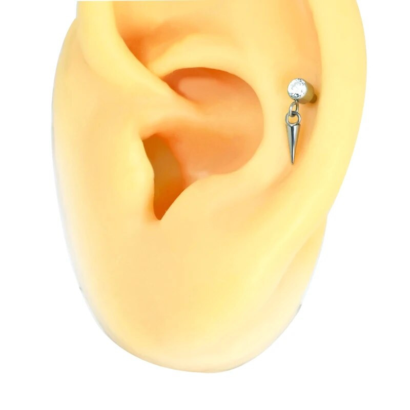 1db ASTM F136 titán 16G virág CZ Drop Dangle lapos fülbevaló Tragus Helix Lobe Stud piercing ékszer