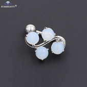 1 gab. Ziedu viltots opāls dārgakmeņu ķekars, tērauda nesakarīgs vēdera gredzens, piekarināms, tērauda vēdera gredzens, ķermeņa rotaslietas, ķermeņa auskars