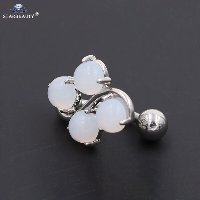 1 gab. Ziedu viltots opāls dārgakmeņu ķekars, tērauda nesakarīgs vēdera gredzens, piekarināms, tērauda vēdera gredzens, ķermeņa rotaslietas, ķermeņa auskars