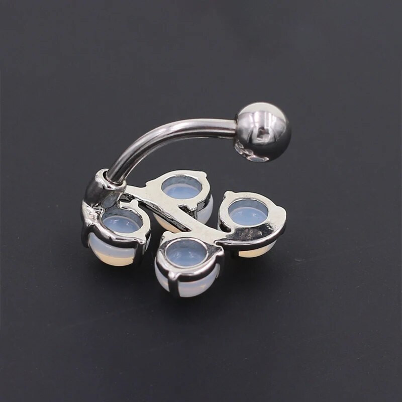 1 gab. Ziedu viltots opāls dārgakmeņu ķekars, tērauda nesakarīgs vēdera gredzens, piekarināms, tērauda vēdera gredzens, ķermeņa rotaslietas, ķermeņa auskars