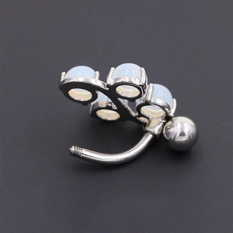 1 gab. Ziedu viltots opāls dārgakmeņu ķekars, tērauda nesakarīgs vēdera gredzens, piekarināms, tērauda vēdera gredzens, ķermeņa rotaslietas, ķermeņa auskars