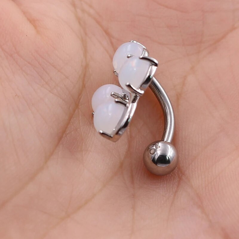 1 gab. Ziedu viltots opāls dārgakmeņu ķekars, tērauda nesakarīgs vēdera gredzens, piekarināms, tērauda vēdera gredzens, ķermeņa rotaslietas, ķermeņa auskars