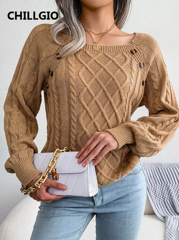 CHILLGIO Плетен пуловер Дамска мода Streetwear Трикотаж с дълъг ръкав Еластични трикота Нови есенни зимни топли пуловери за плетене