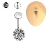 1Pc Body Jewelry-F136 Titanium CZ Smart Navel Belly Button Body Piercing 14Gx10x4/6mm Navel Curve Stieņi Vēdera gredzeni