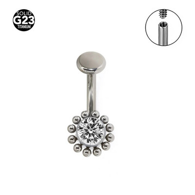 1Pc Body Jewelry-F136 Titanium CZ Smart Navel Belly Button Body Piercing 14Gx10x4/6mm Navel Curve Stieņi Vēdera gredzeni