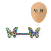 2tk 14G 1,6x15mm Seksikas kristallmadu nibukangi rõngad Opaalkassi liblikas niburõngas kangiga augustamine ehted meestele tüdrukule