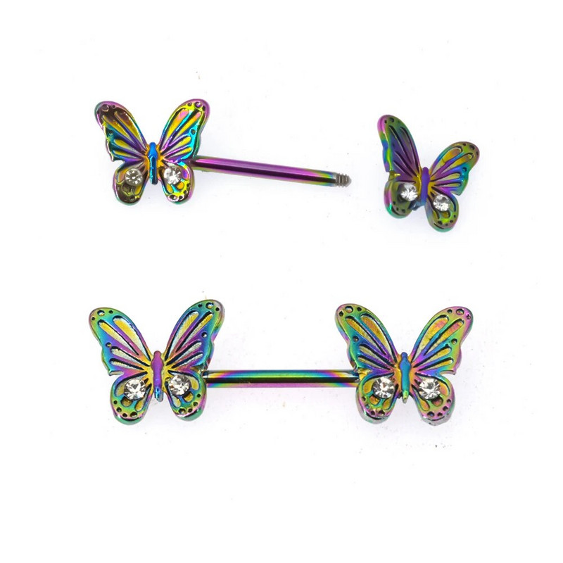 2tk 14G 1,6x15mm Seksikas kristallmadu nibukangi rõngad Opaalkassi liblikas niburõngas kangiga augustamine ehted meestele tüdrukule