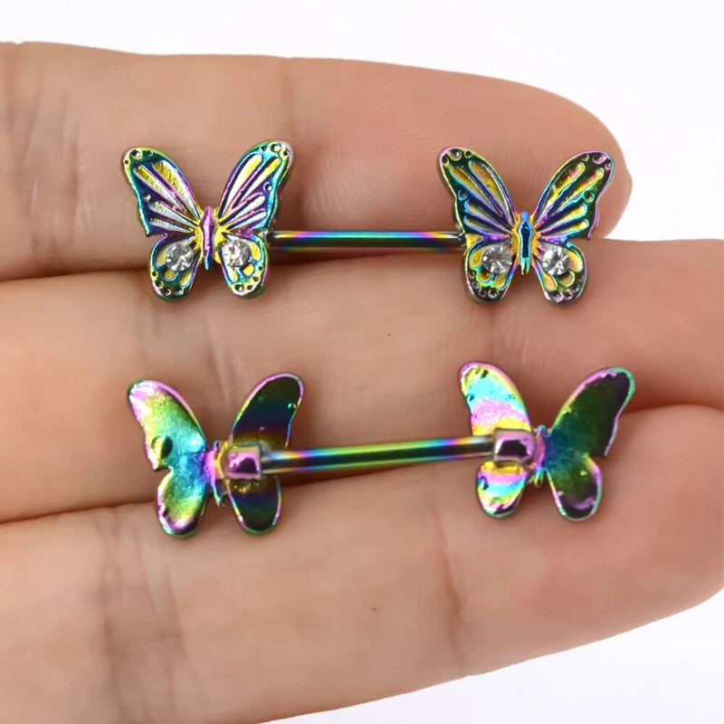 2tk 14G 1,6x15mm Seksikas kristallmadu nibukangi rõngad Opaalkassi liblikas niburõngas kangiga augustamine ehted meestele tüdrukule