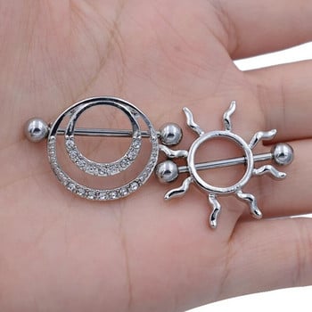 1 ζεύγος 316L Surgical Steel Sliver Χρώμα θηλή Barbell Piercing Nombril Bar Body Jewelr Punk Nipple Piercing Bohemia Bar Rings