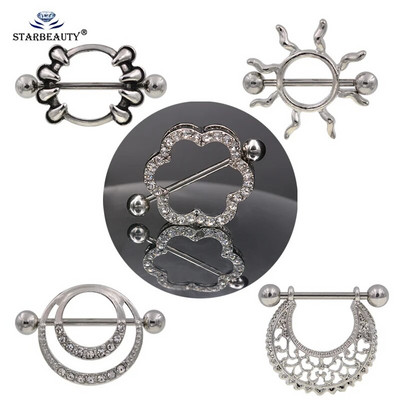 1 ζεύγος 316L Surgical Steel Sliver Χρώμα θηλή Barbell Piercing Nombril Bar Body Jewelr Punk Nipple Piercing Bohemia Bar Rings