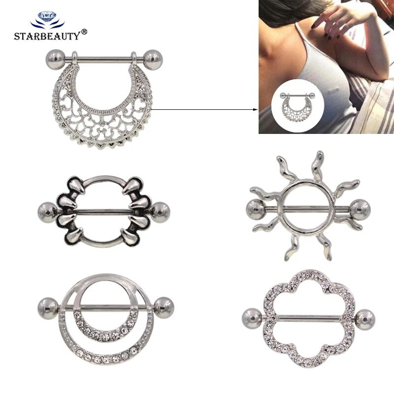 1Pair 316L Ķirurģiskā tērauda šķembu krāsa Krūšu stieņa pīrsings Nombril stieņa ķermeņa rotaslietas panku krūšu pīrsings Bohemia stieņa gredzeni