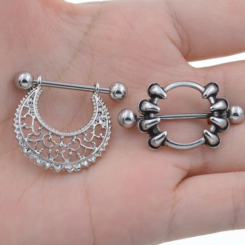 1Pair 316L Ķirurģiskā tērauda šķembu krāsa Krūšu stieņa pīrsings Nombril stieņa ķermeņa rotaslietas panku krūšu pīrsings Bohemia stieņa gredzeni